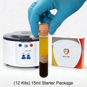 BTR PRP 15ml Starter Package including 12 FDA-cleared 15ml kits and the ELMI CM-6M centrifuge.